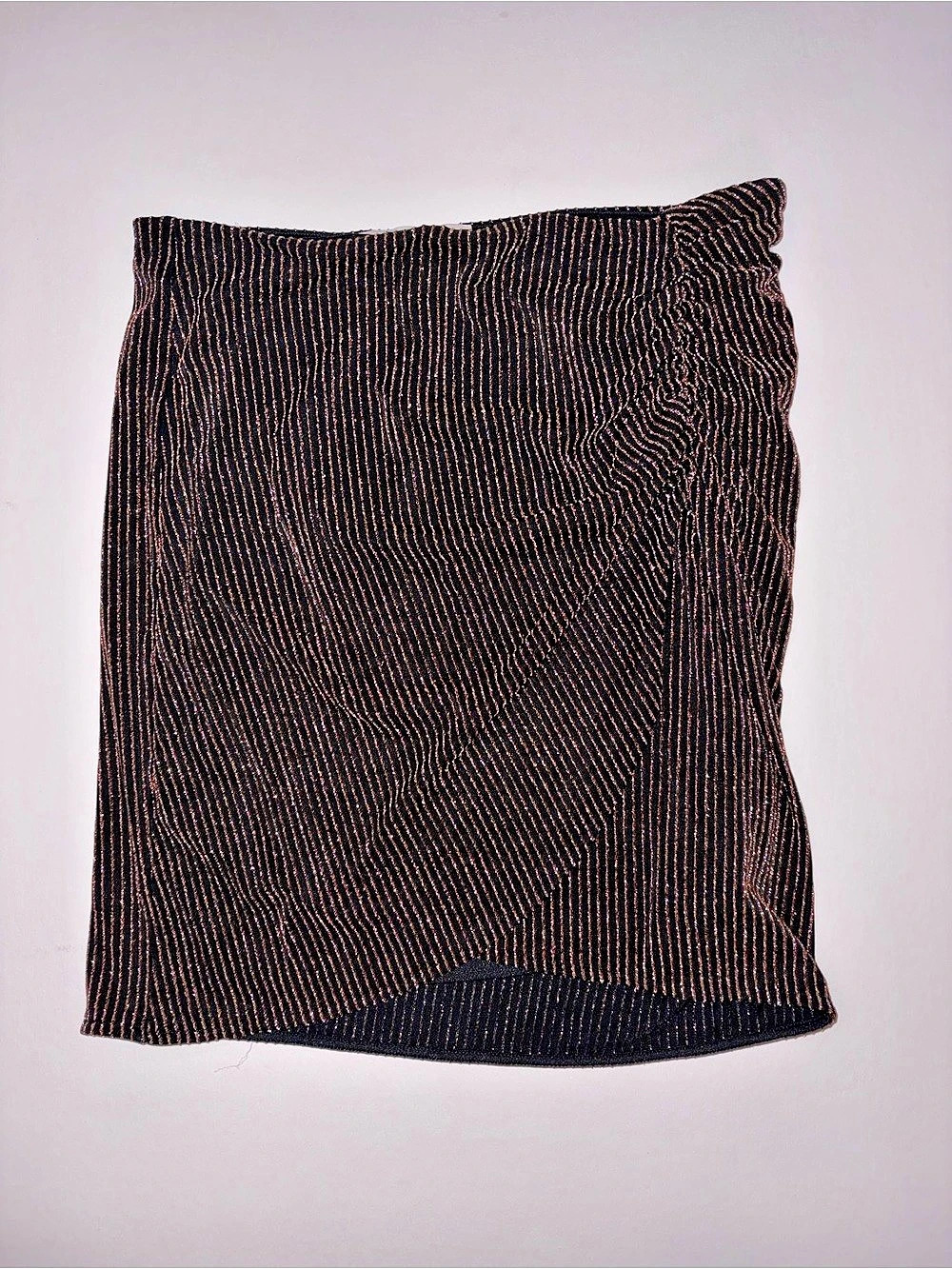 Michael Kors Sparkle Metallic-Stripe Skirt Black & Orange Size Medium